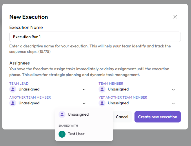 Create an execution